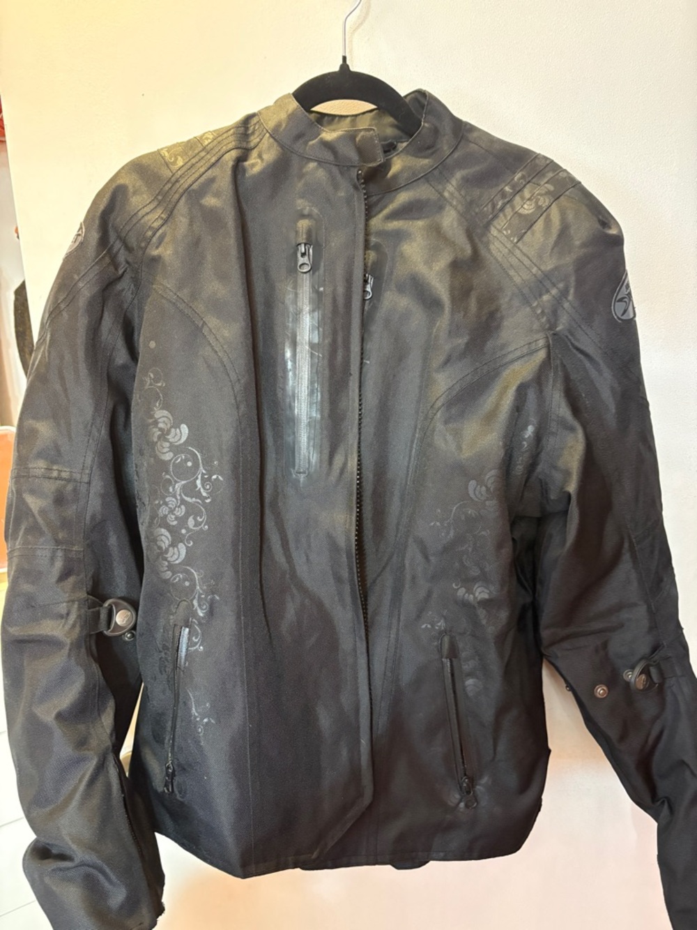 Joe Rocket Black Women's Motorcycle Jacket with Floral Accents